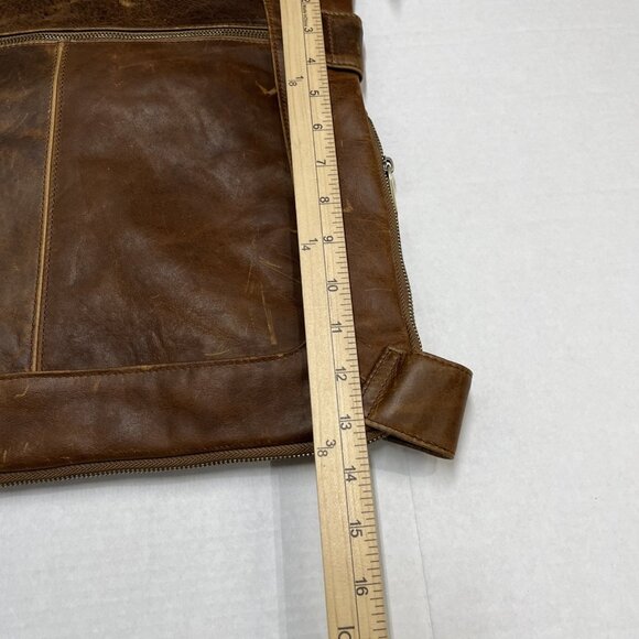 AmeriLeather Judelle Universal Leather Brown Satchel Bag Zipper Expandable - Picture 7 of 12